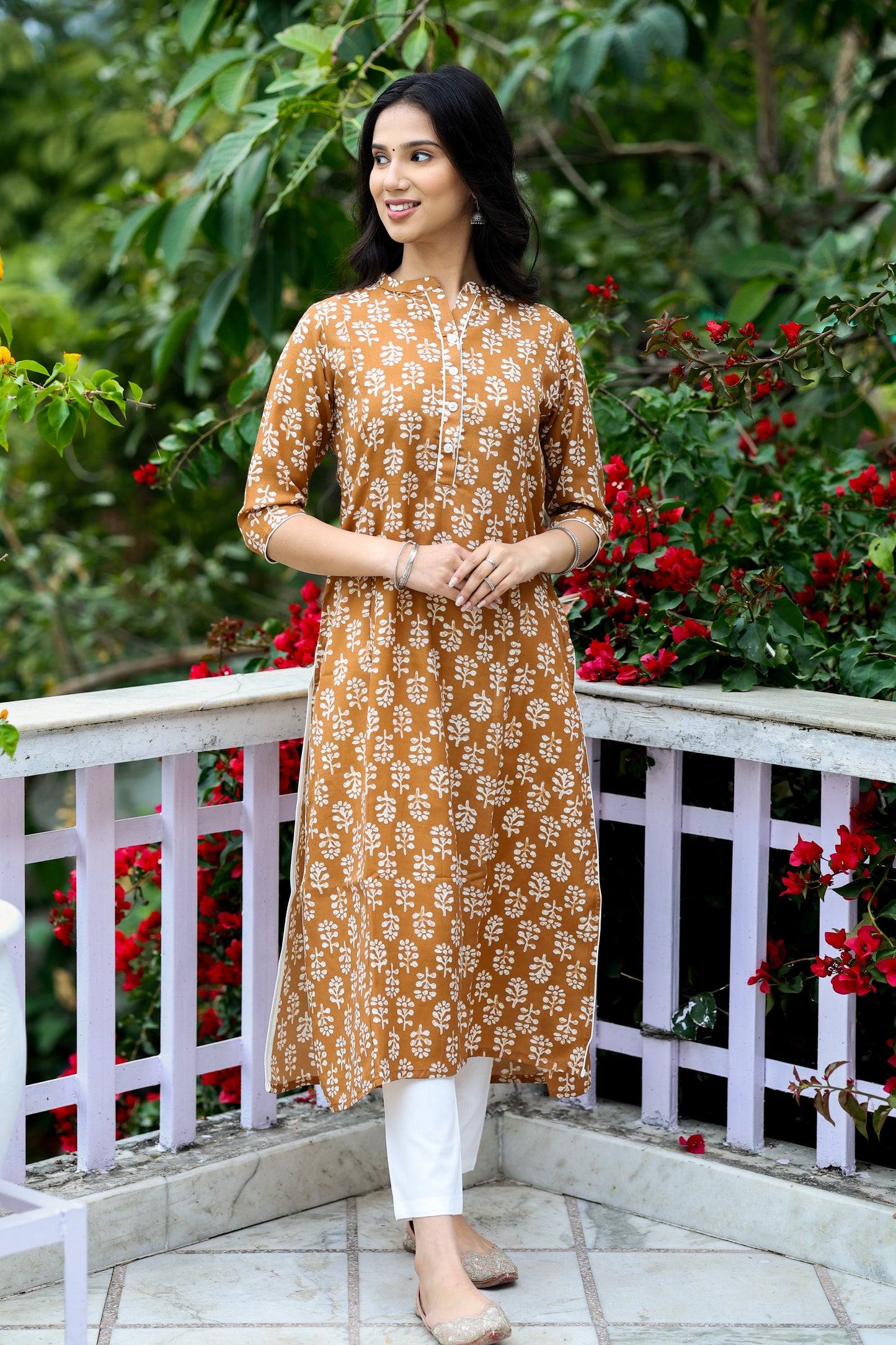 Sandy Brown Batik Print Kurta