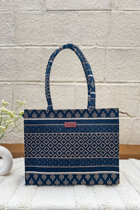 Navy Charm - Box Tote