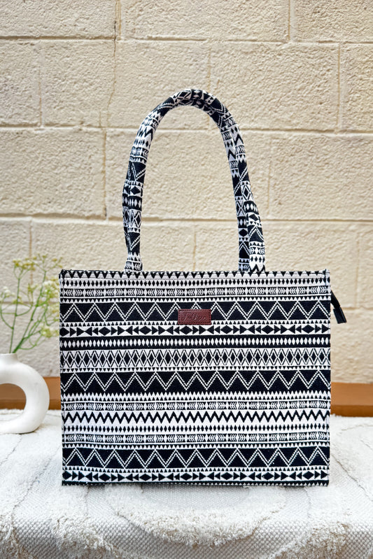 Striped Monochrome - Box Tote