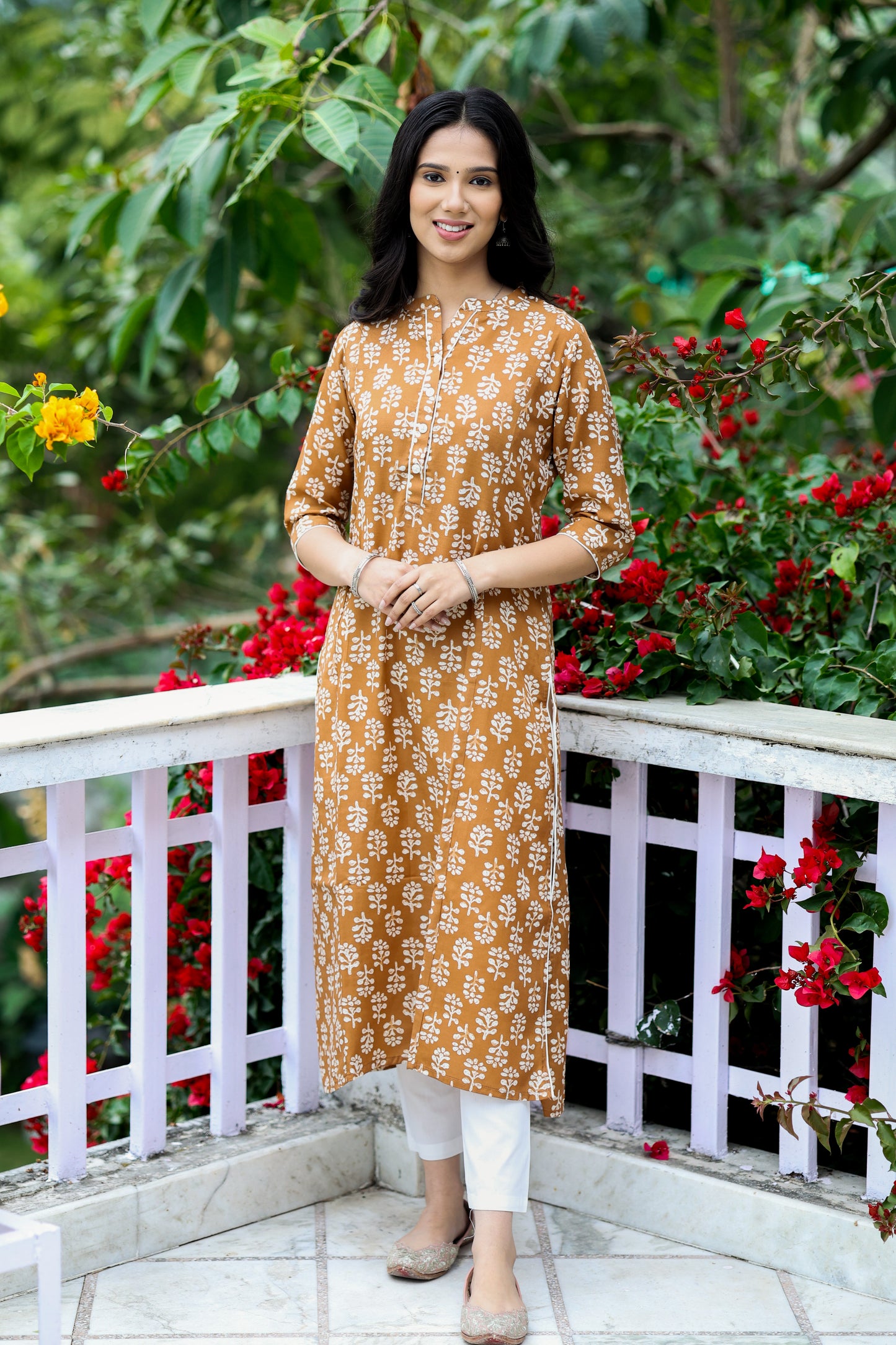 Sandy Brown Batik Print Kurta