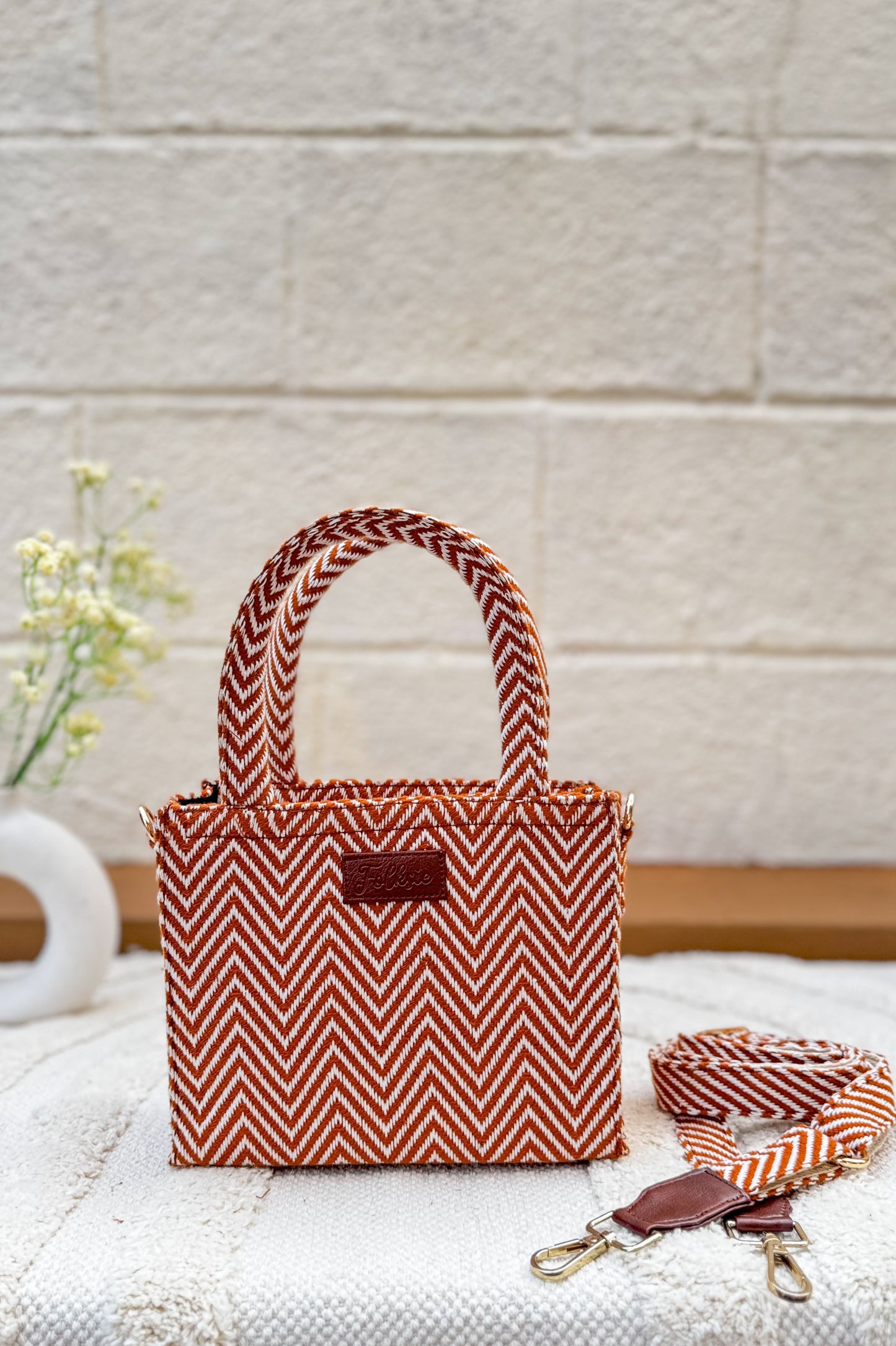 Brown Waves Box Sling Bag