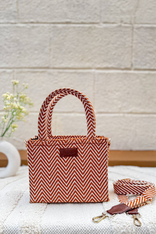 Brown Waves Box Sling Bag