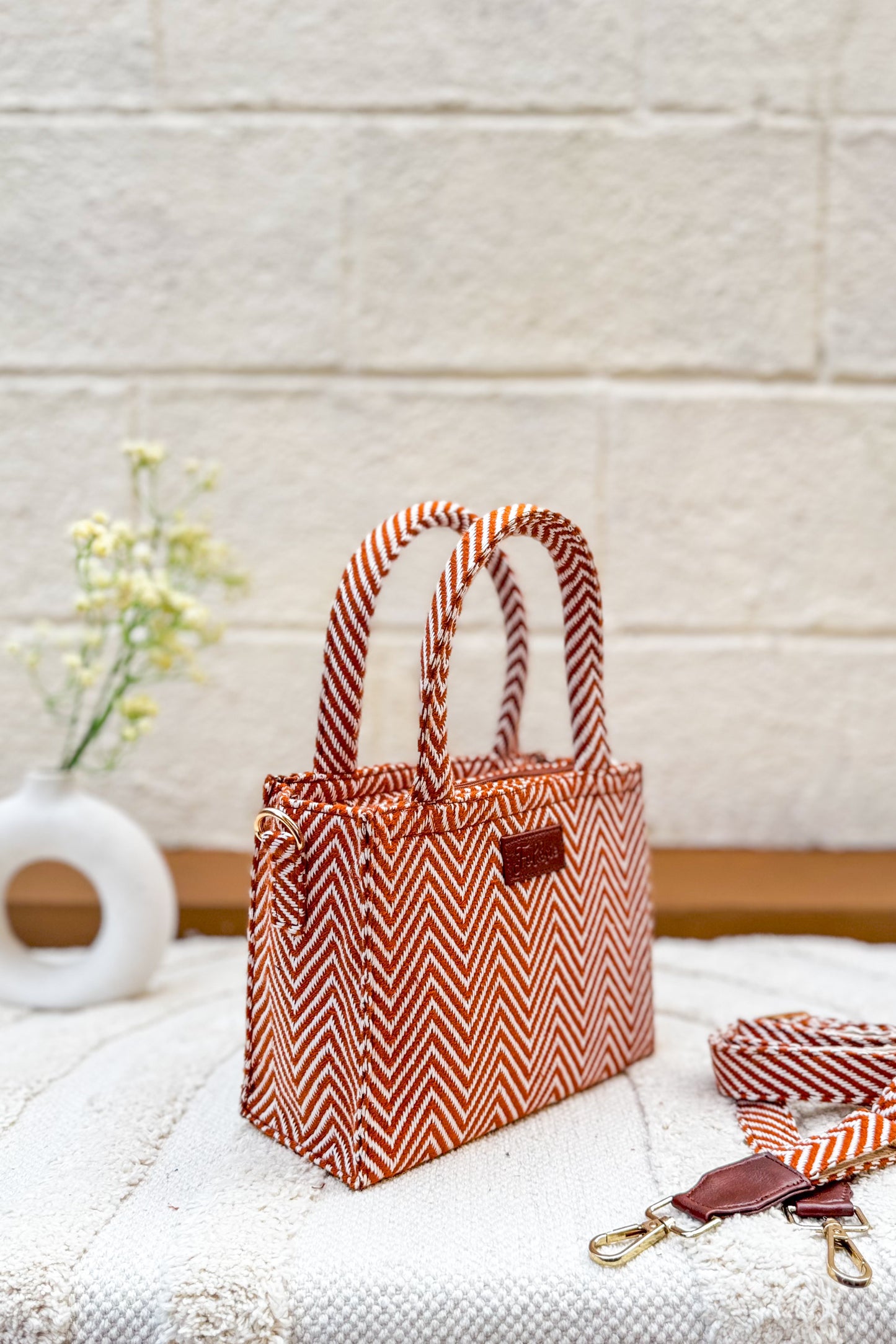 Brown Waves Box Sling Bag